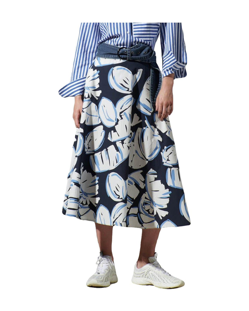 Luisa Cerano - Leaf Print Midi Skirt