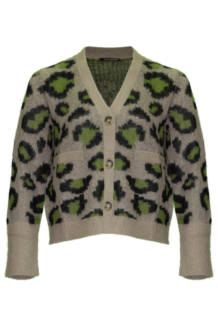 Luisa Cerano - Leopard Print Cardigan Walnut