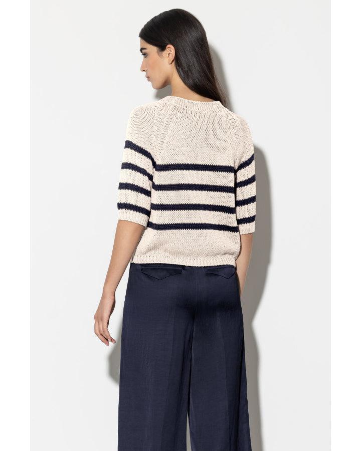 Luisa Cerano - Luisa Cerano Stripe 1/2 Sleeve Knit Pullover