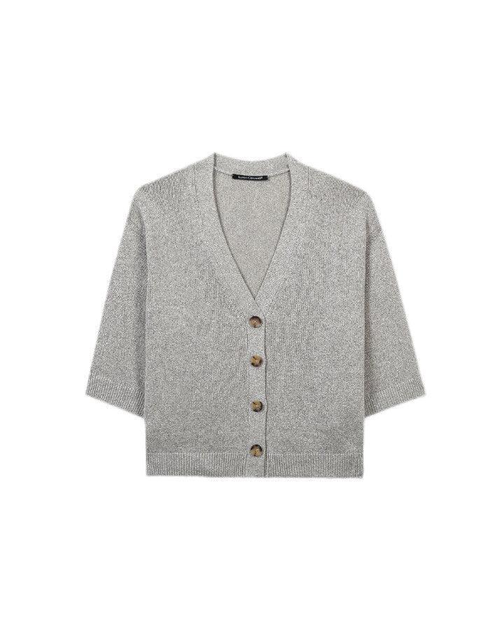 Cardigan LUISA CERANO Taupe Avec Cachemire - Taille 40, Occasion Très Bon état