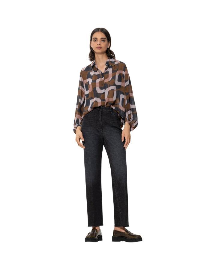 Luisa Cerano - Mid Century Print Sheer Blouse