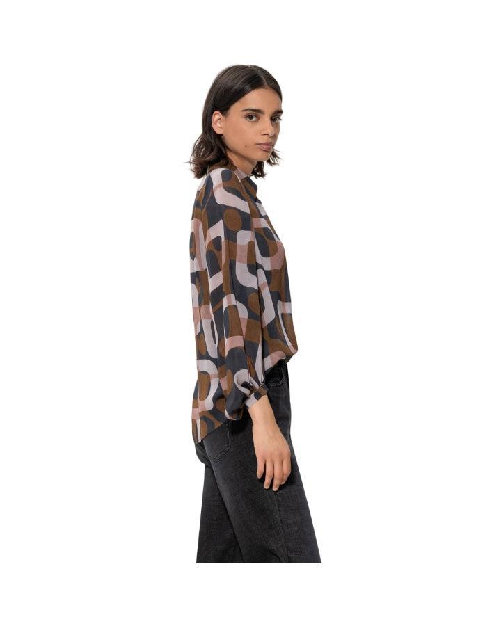 Luisa Cerano - Mid Century Print Sheer Blouse