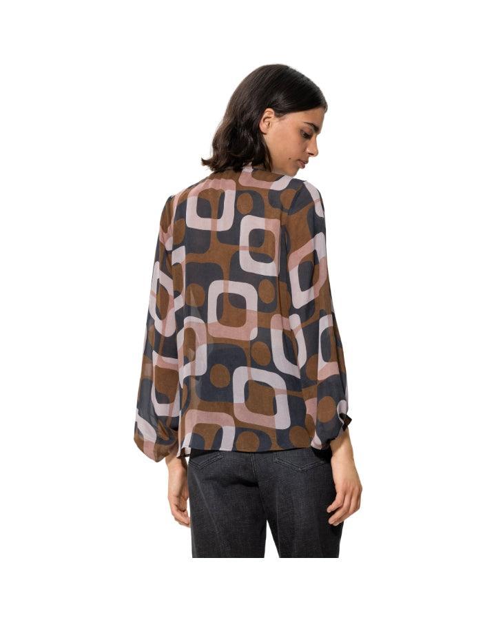 Luisa Cerano - Mid Century Print Sheer Blouse