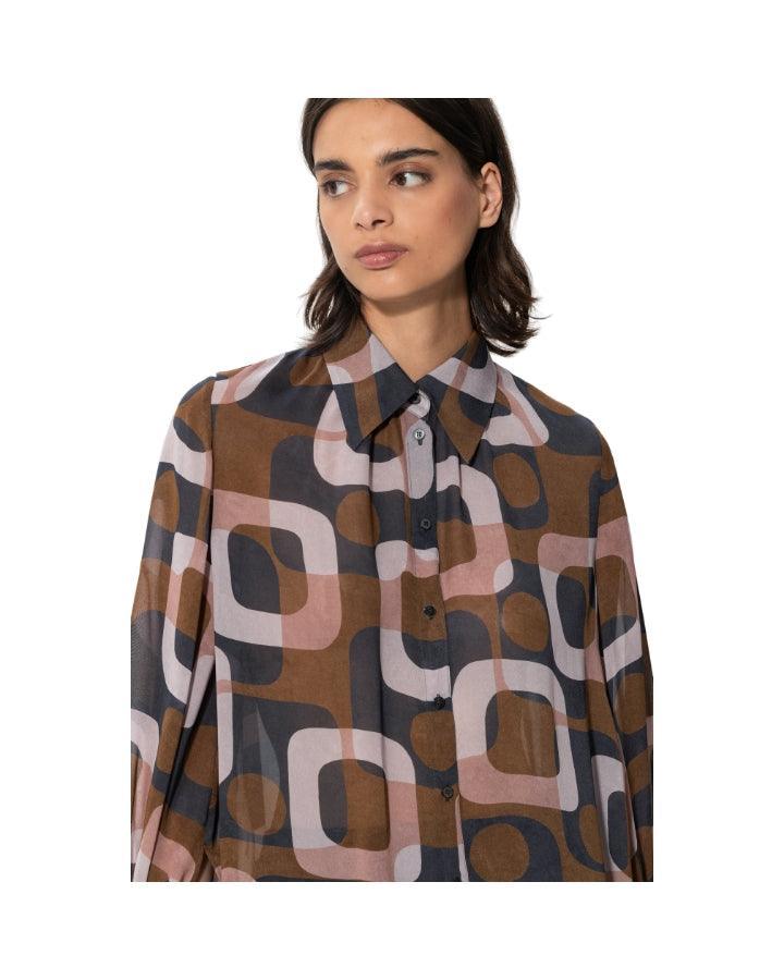 Luisa Cerano - Mid Century Print Sheer Blouse