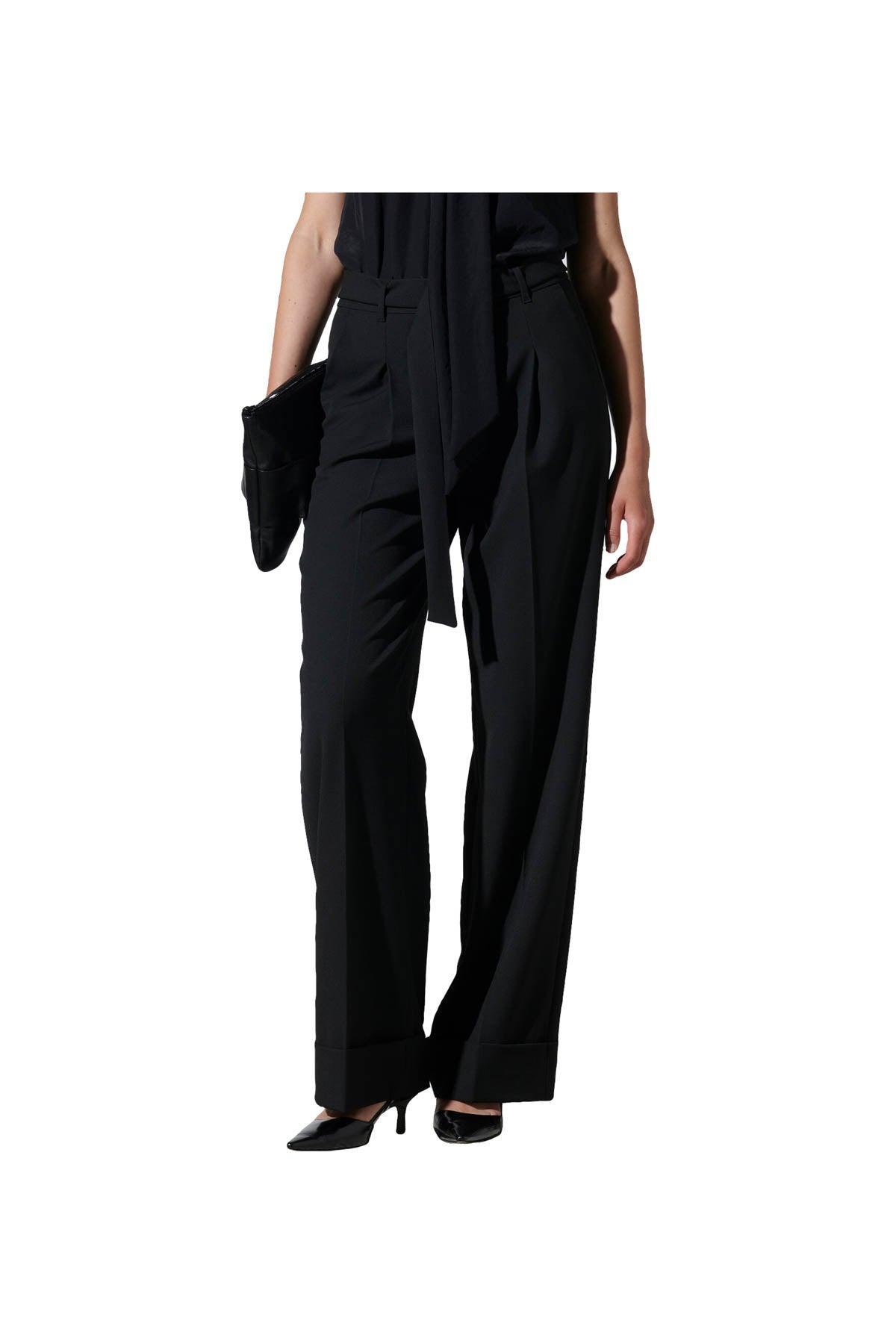 Luisa Cerano Wide Leg Linen Blend Trousers In Navy 698524 3596 Col 0292