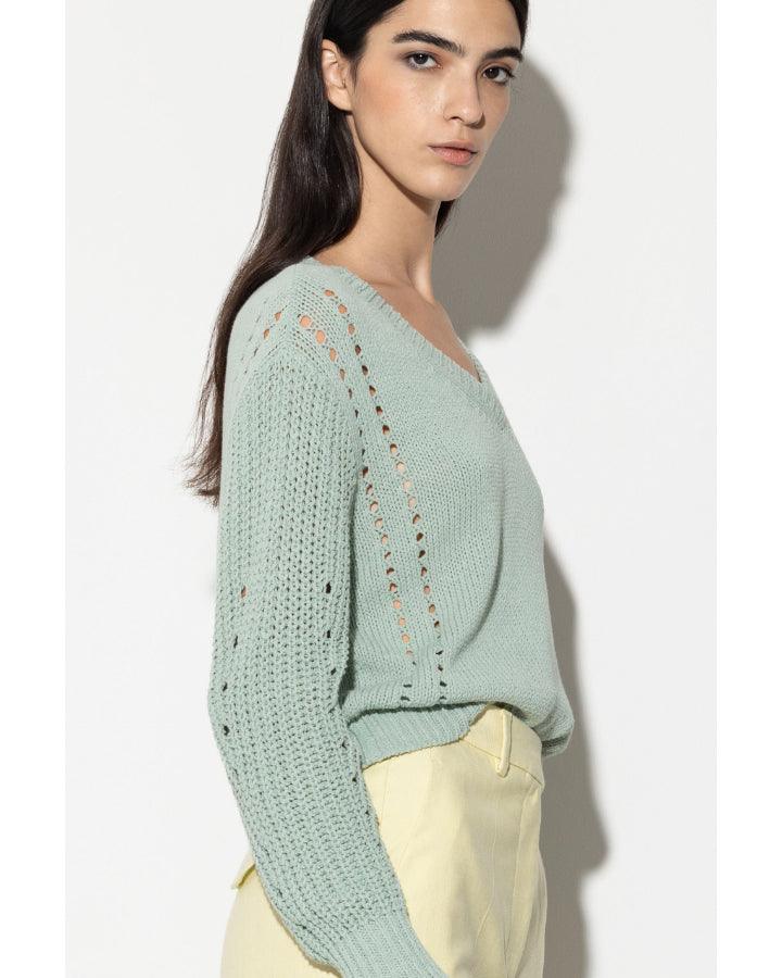 Luisa Cerano - Ribbed Lace Detail Pullover