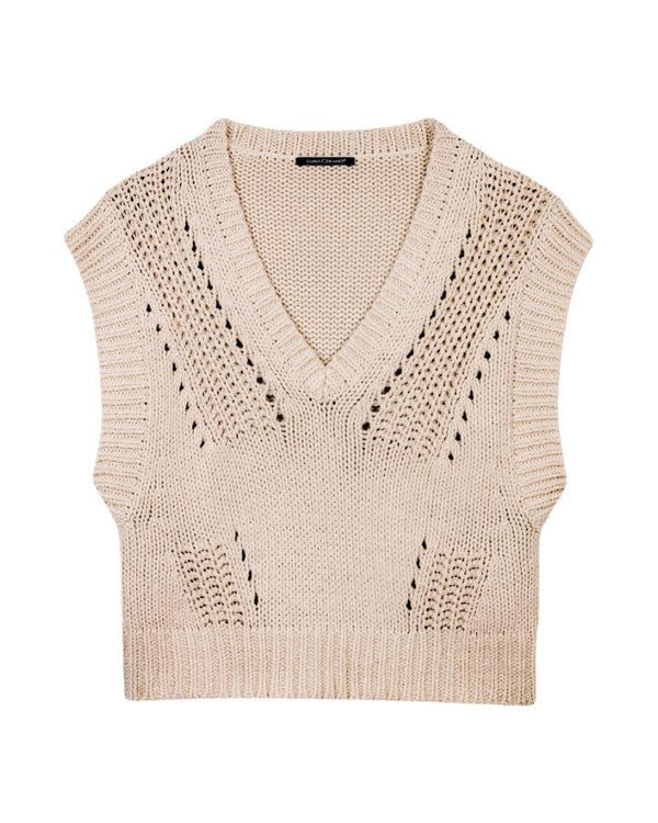 Luisa Cerano - Ribbed Lace Detail Tank-Vest