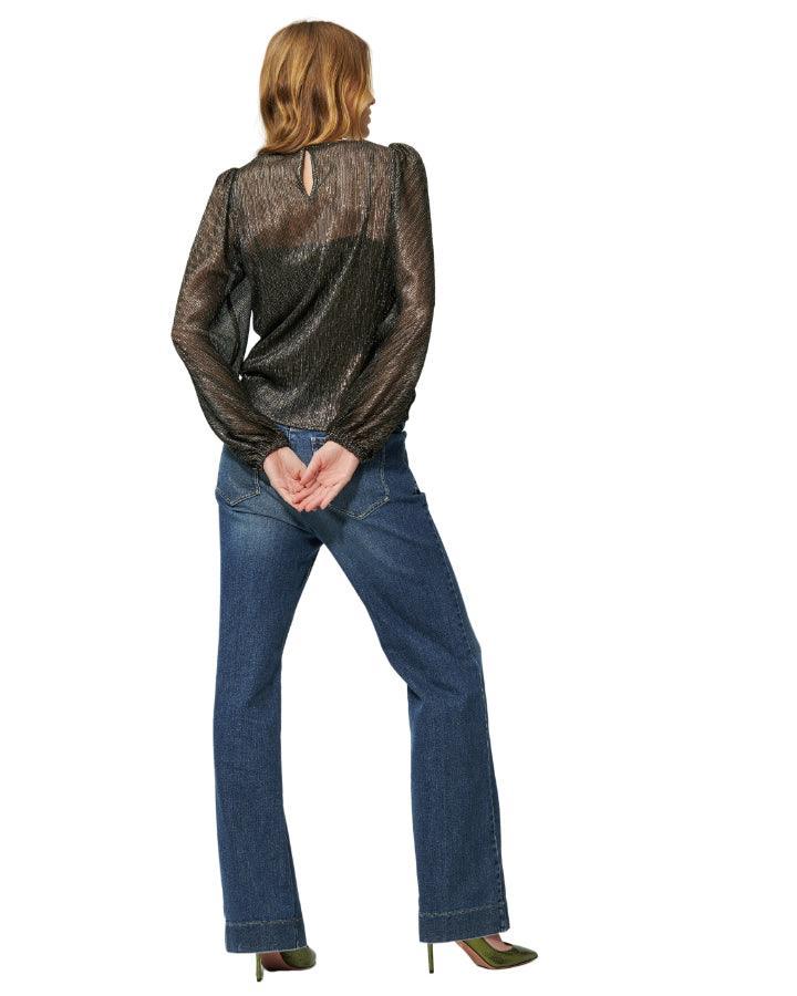 Luisa Cerano - Sheer Lurex Balloon Sleeve Blouse