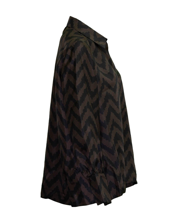 Luisa Cerano - Silk Chevron Blouse Chocolate