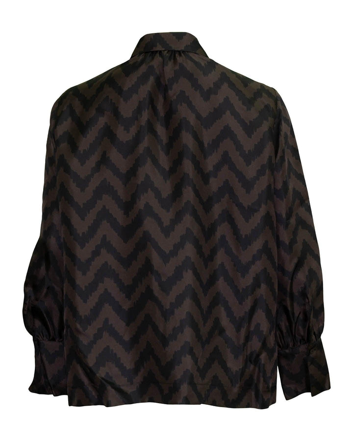 Luisa Cerano - Silk Chevron Blouse Chocolate
