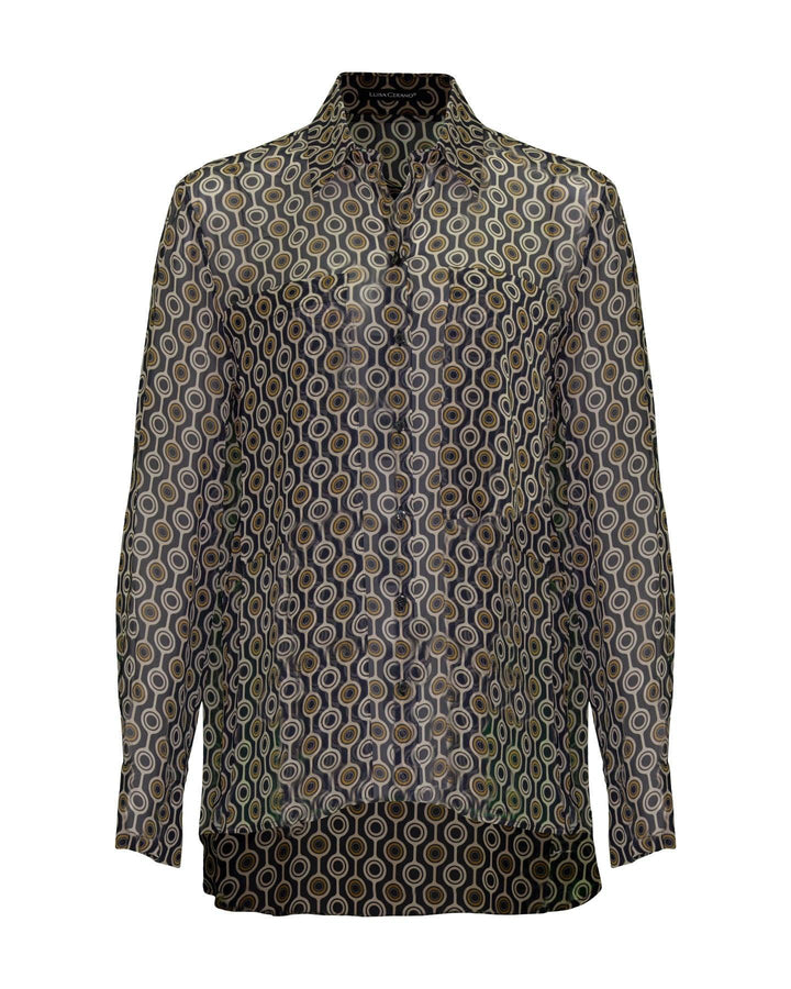 Luisa Cerano - Square Print Sheer Blouse