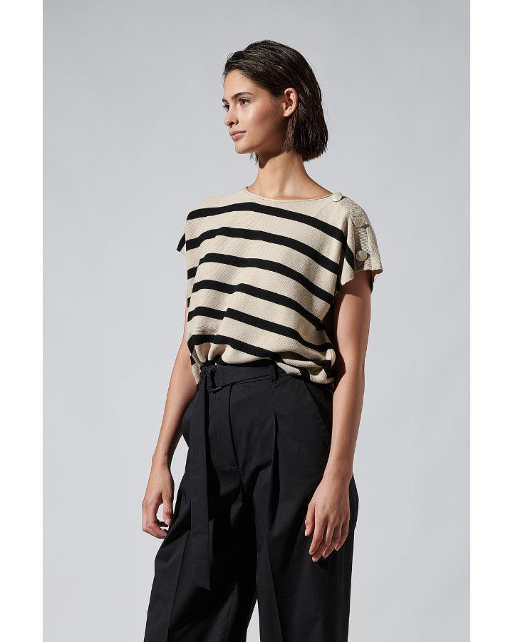 Luisa Cerano - Striped Cap Sleeve Knit Top