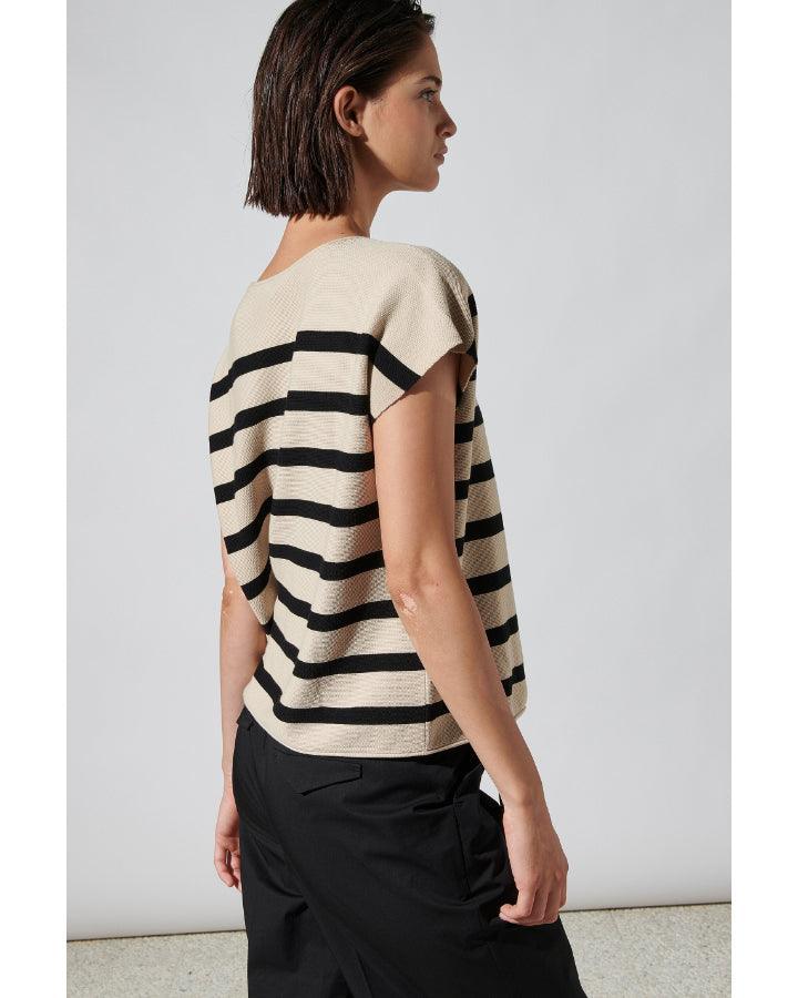Luisa Cerano - Striped Cap Sleeve Knit Top