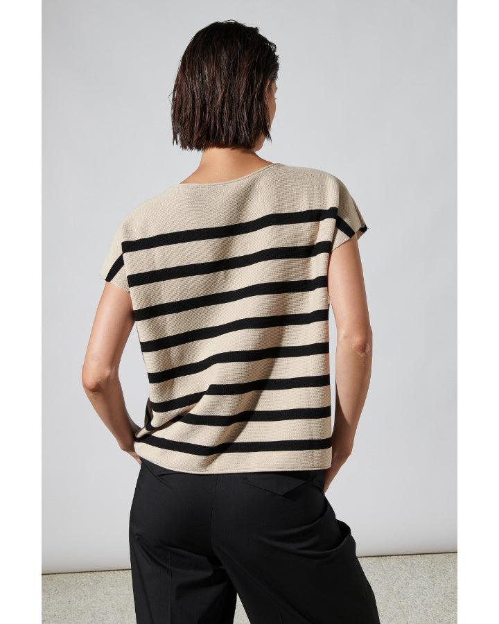 Luisa Cerano - Striped Cap Sleeve Knit Top