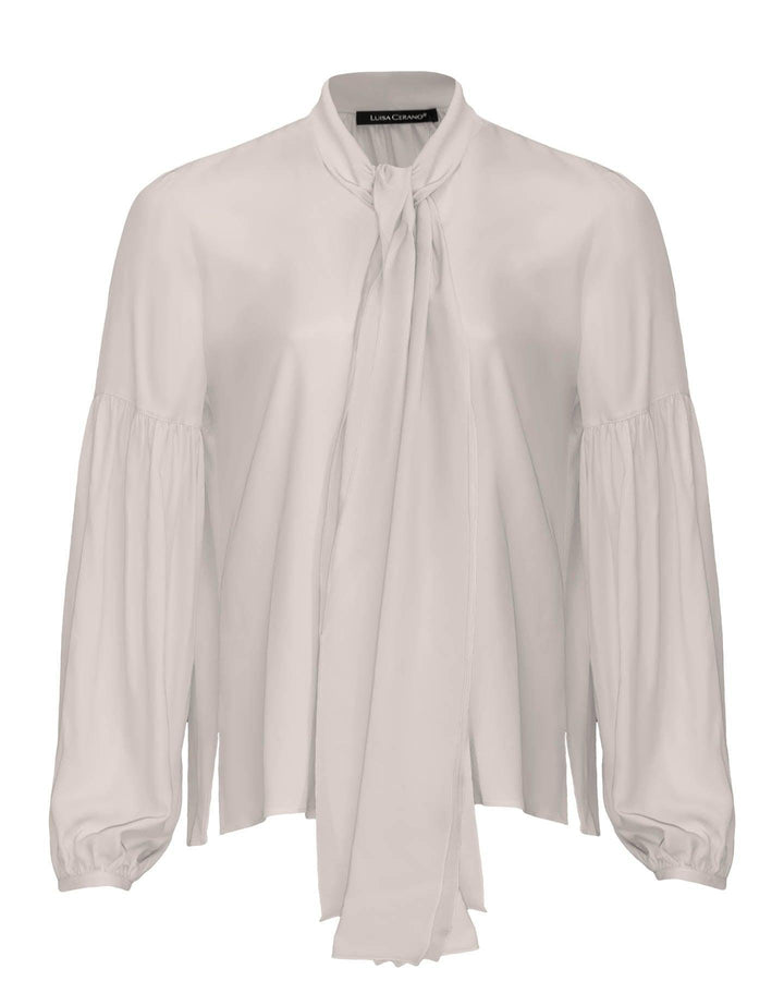 Luisa Cerano - Tie Neck Silk Blouse Ivory