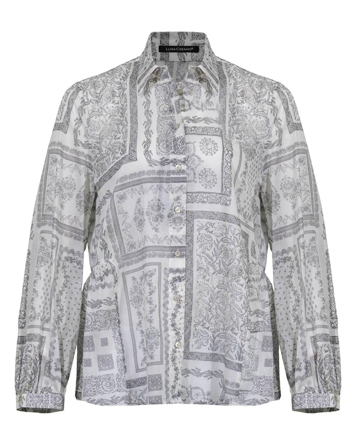 Luisa Cerano - Tile Print Voille Blouse