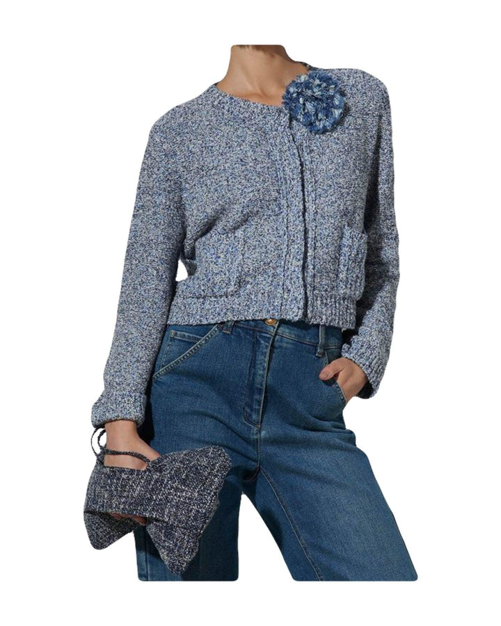 Luisa Cerano - Tweed Look Cropped Cardigan