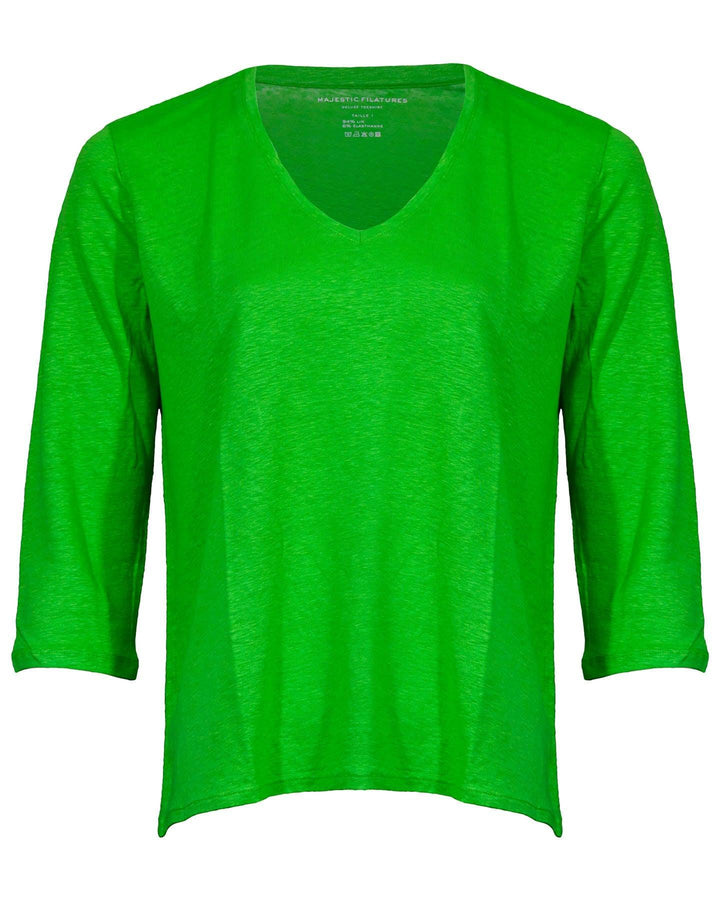 Majestic Filatures - Linen Stretch V-Neck Top