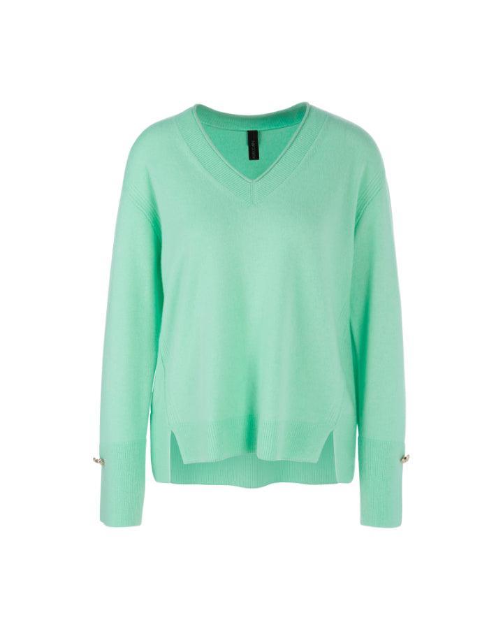 Marc Cain - Cashmere Blend Slit Detail V-Neck Sweater