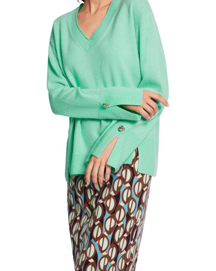 Marc Cain - Cashmere Blend Slit Detail V-Neck Sweater