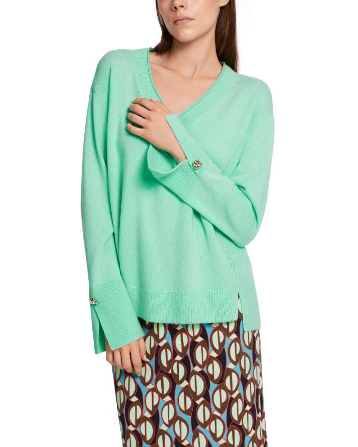 Marc Cain - Cashmere Blend Slit Detail V-Neck Sweater