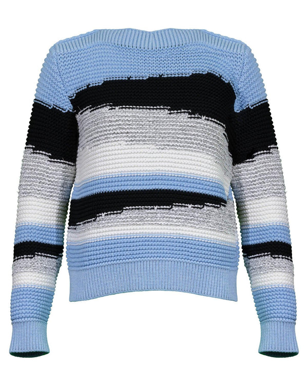Marc Cain - Chunky Cotton Asymmetrical Stripe Sweater