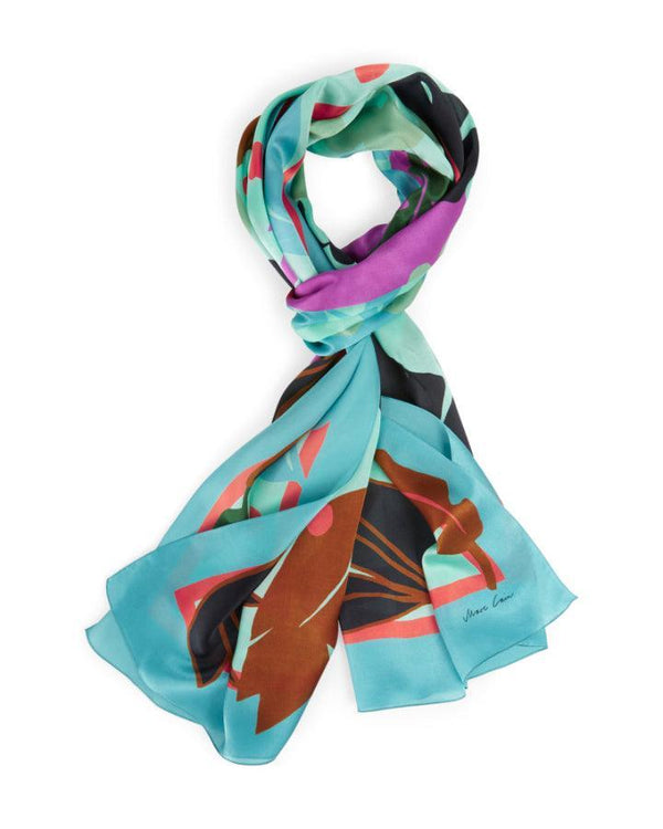 Marc Cain - Colorful Leaf Print Silk Scarf