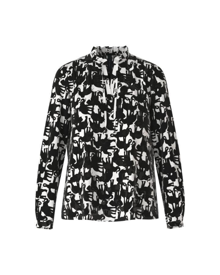 Marc Cain - Elephant Print Tie Neck Blouse