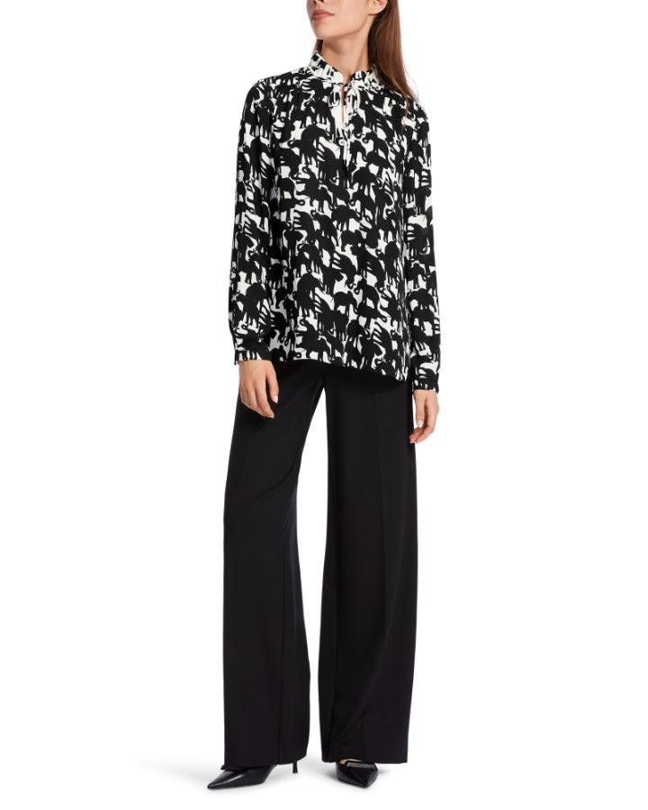 Marc Cain - Elephant Print Tie Neck Blouse