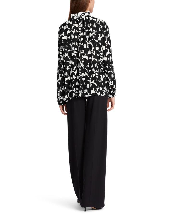Marc Cain - Elephant Print Tie Neck Blouse