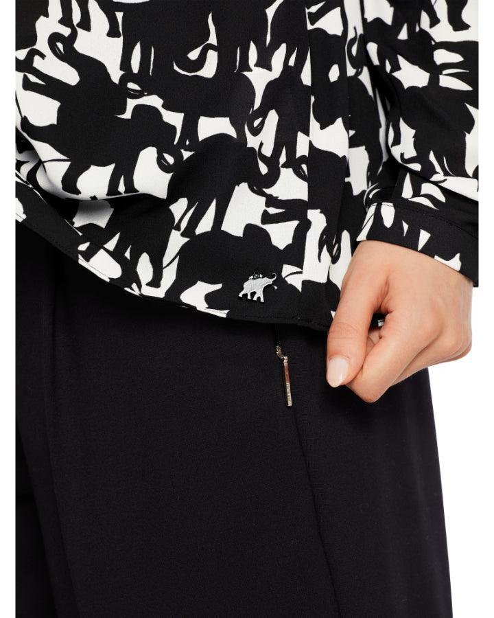 Marc Cain - Elephant Print Tie Neck Blouse