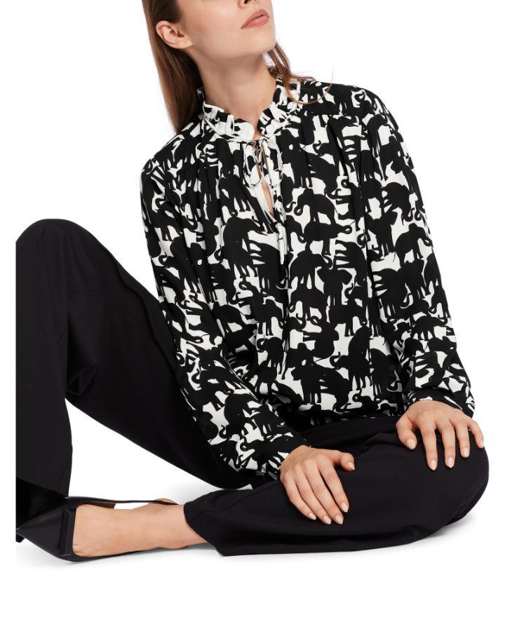Marc Cain - Elephant Print Tie Neck Blouse