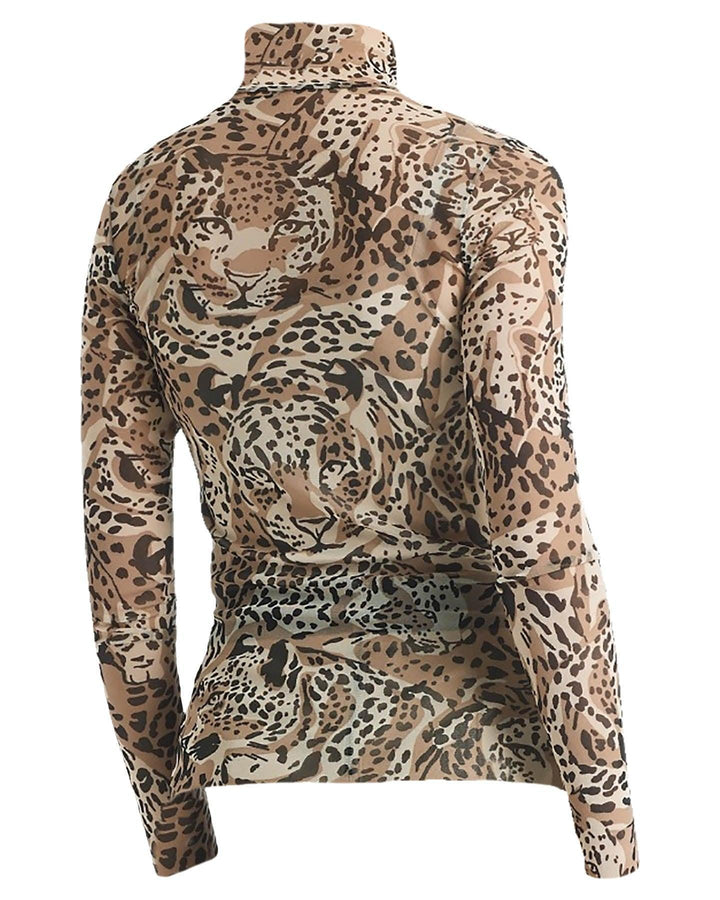 Marc Cain - Leopard Pattern Mesh Turtleneck