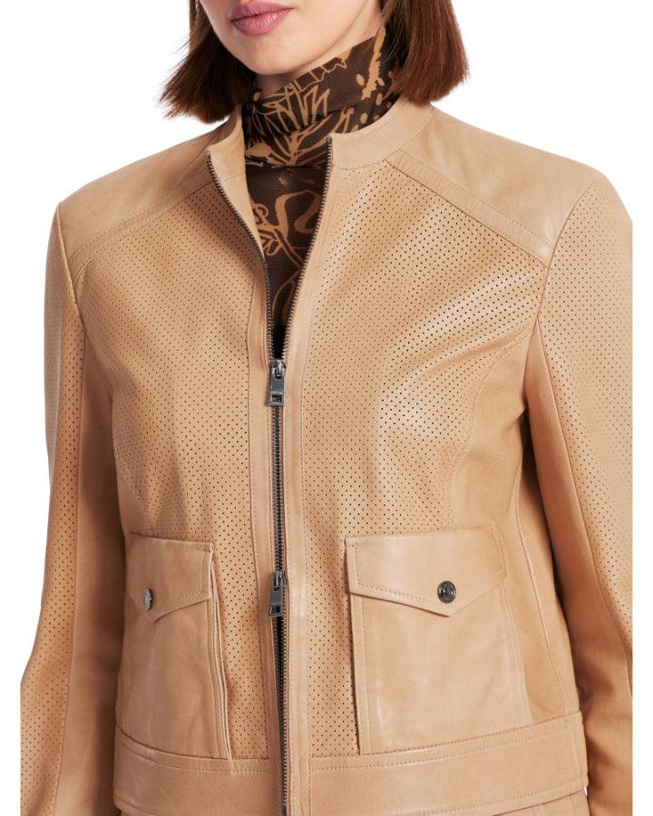 Marc Cain - Perforated Leather Zip Jacket