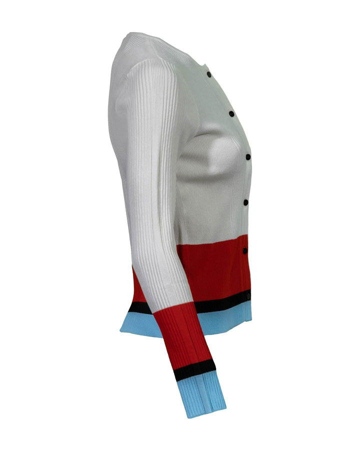Marc Cain - Ribbed Knit Non Wool Colorblock Cardigan
