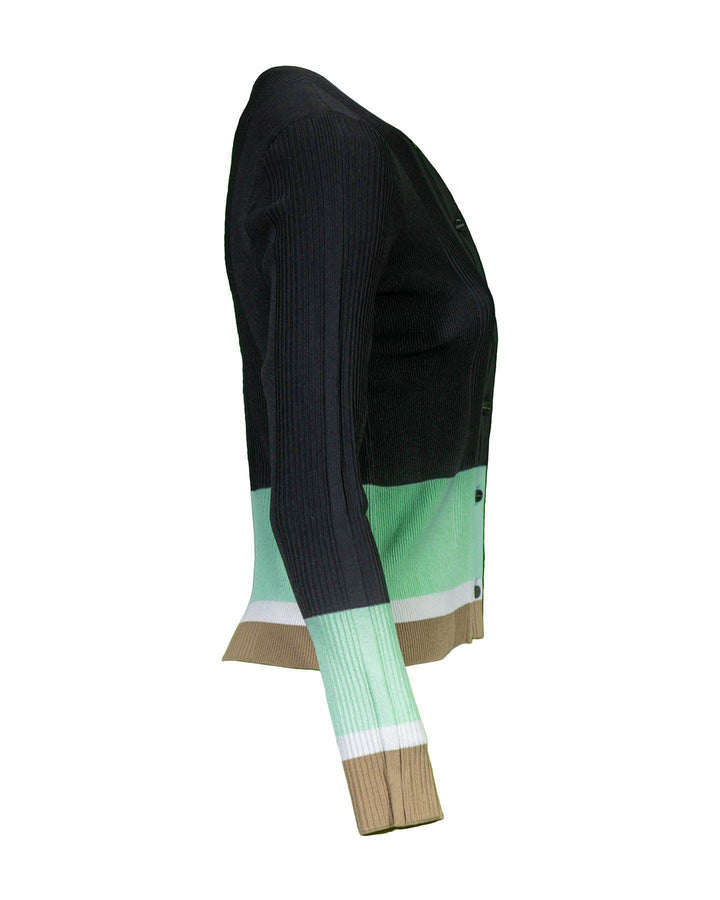 Marc Cain - Ribbed Knit Non Wool Colorblock Cardigan