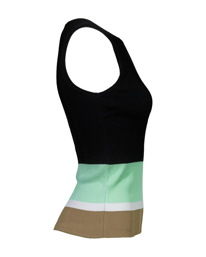 Marc Cain - Ribbed Knit Non Wool Colorblock Shell