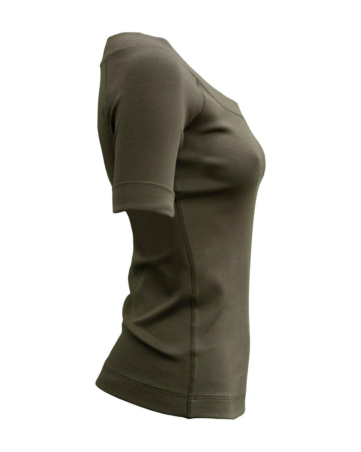 Marc Cain - Ribbed V Tee Olive