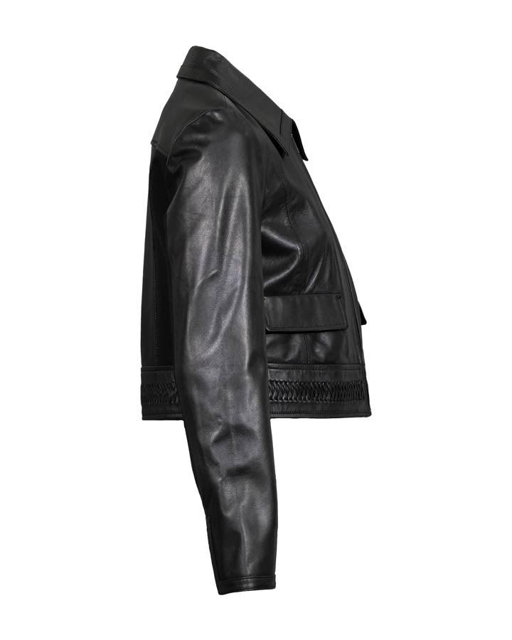Marc Cain - Soft Leather Jacket With Sleeve Inserts