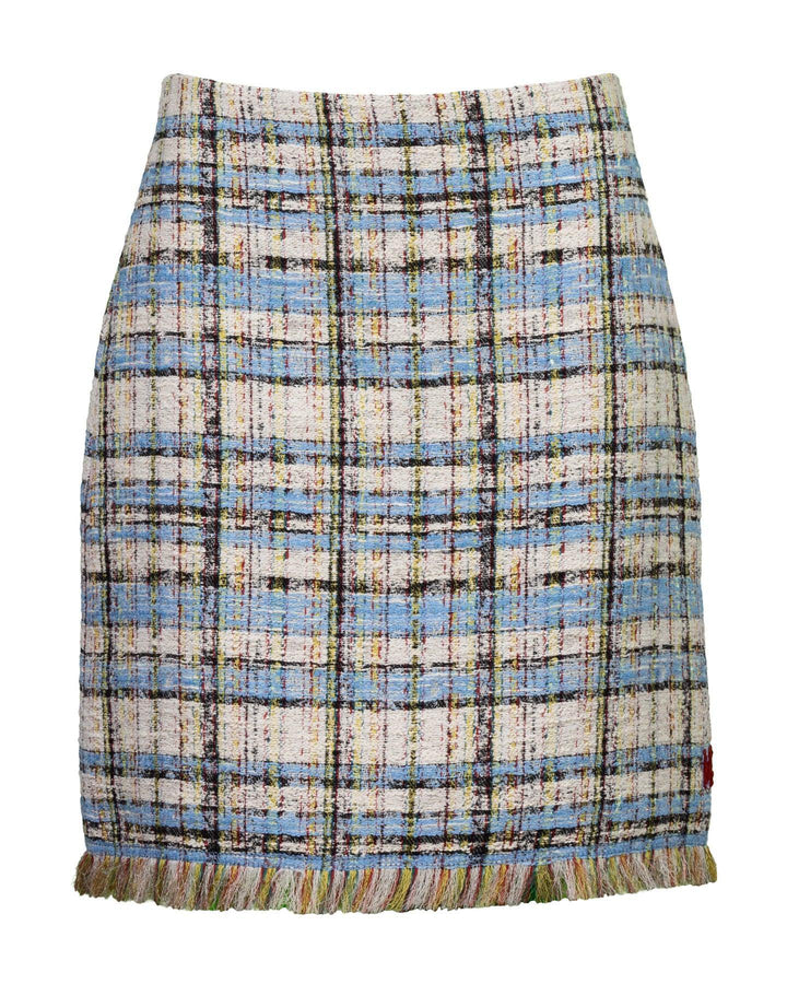 Marc Cain - Tweed Plaid Fringe Hem Skirt