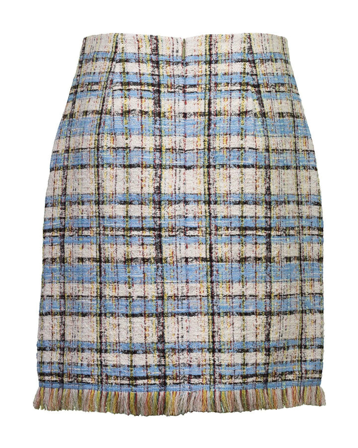 Marc Cain - Tweed Plaid Fringe Hem Skirt
