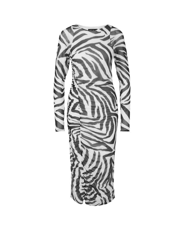 Marc Cain - Zebra Print Smocked Mesh Dress