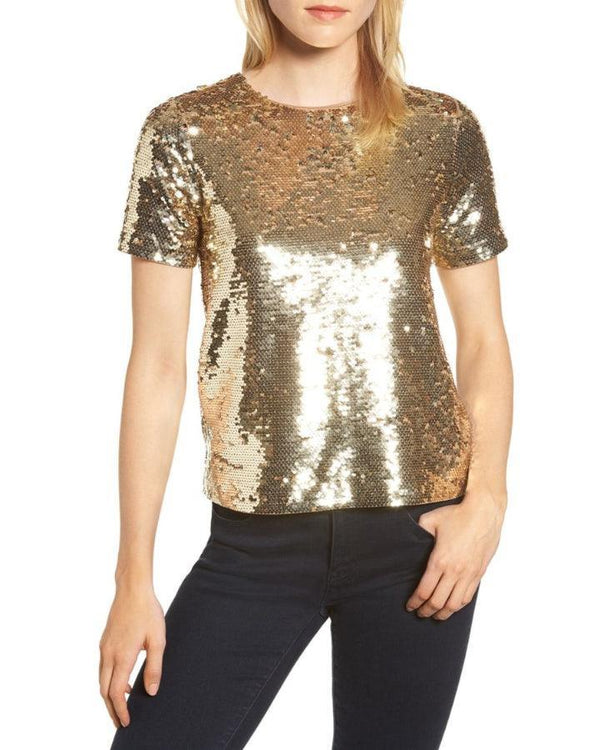 Michael Kors - Crew Sequin Crop T-Shirt