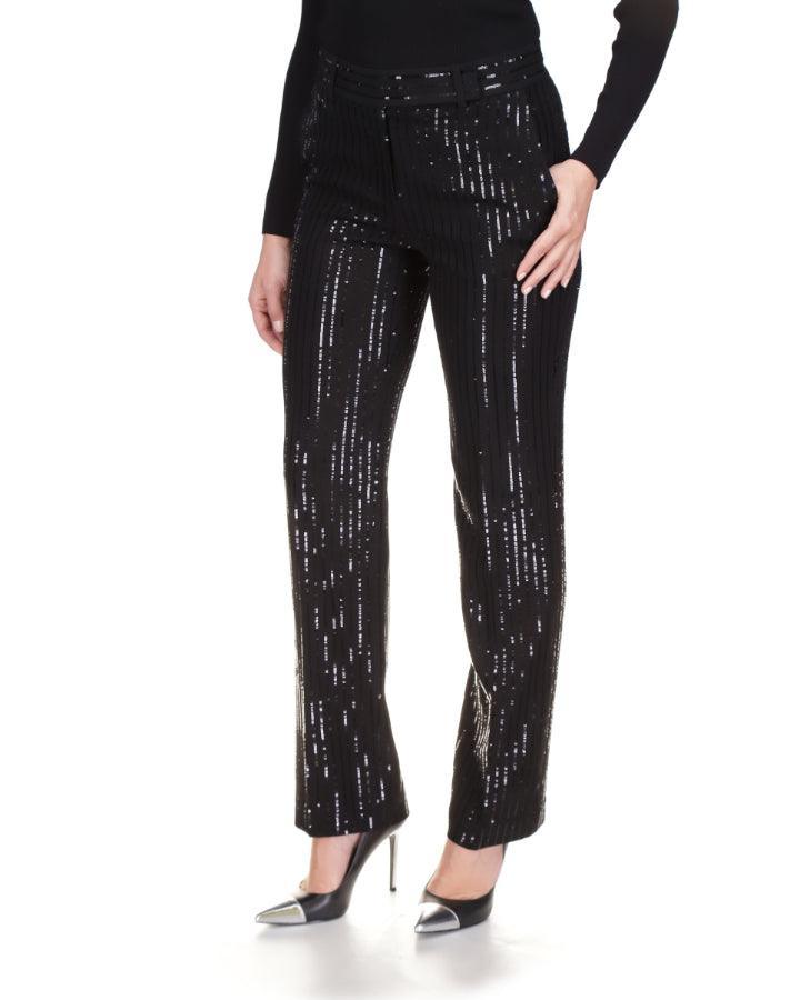 Michael Kors - Pinstripe Sequined Straight Leg Pant