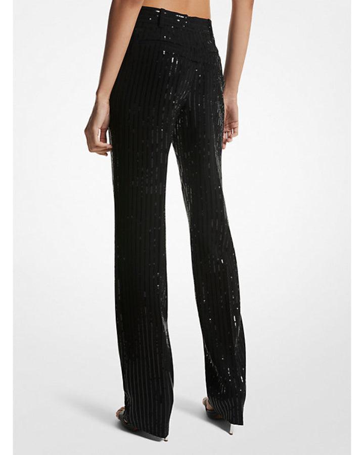 Michael Kors - Pinstripe Sequined Straight Leg Pant