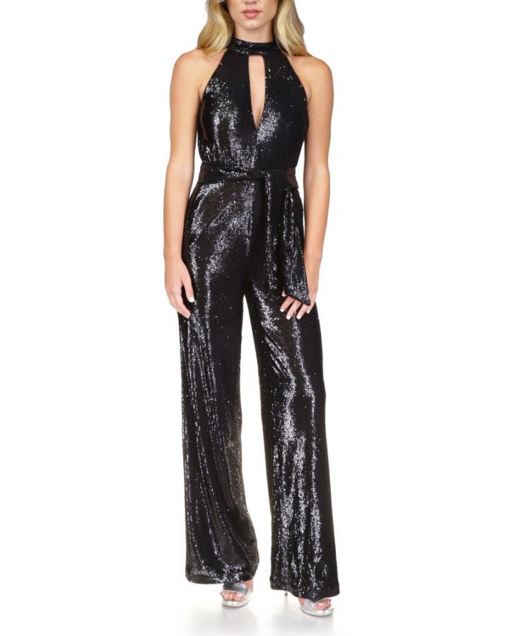 Sequin Halter Wide Leg Jumpsuit – BLU'S