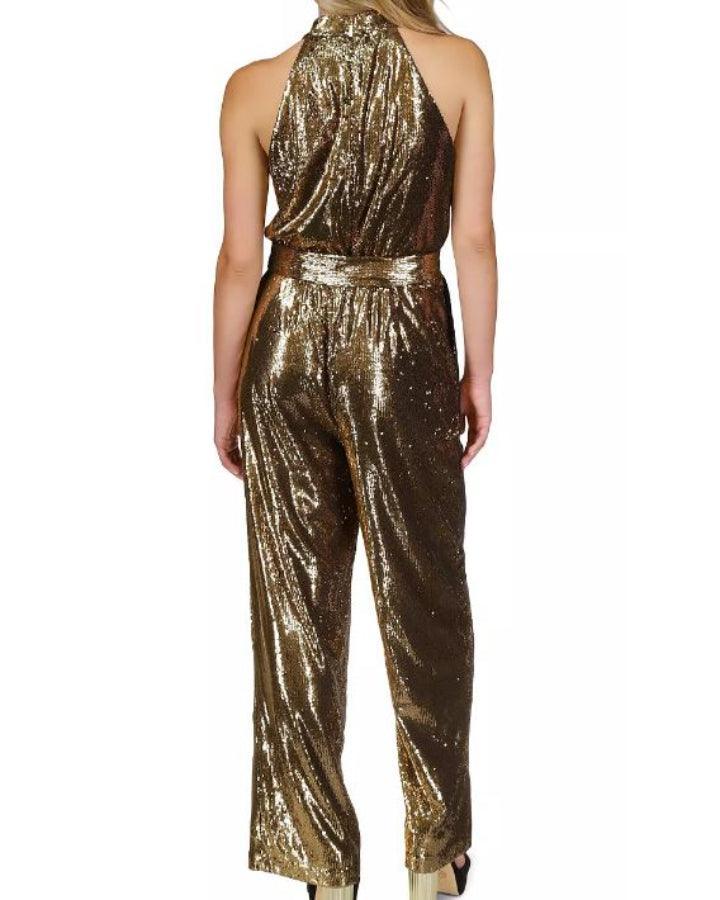 Sequin Halter Wide Leg Jumpsuit – BLU'S