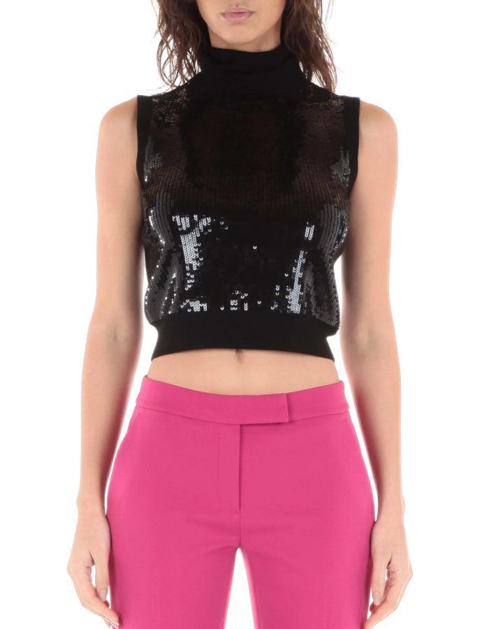 Michael Kors - Sequin Wool Mock Neck Tank Top