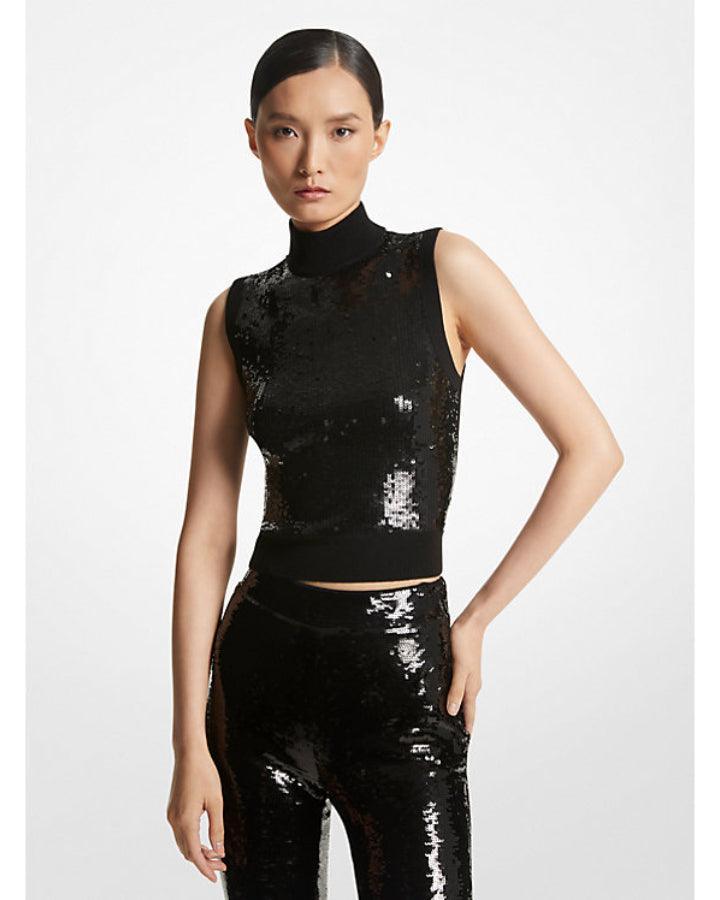 Michael Kors - Sequin Wool Mock Neck Tank Top