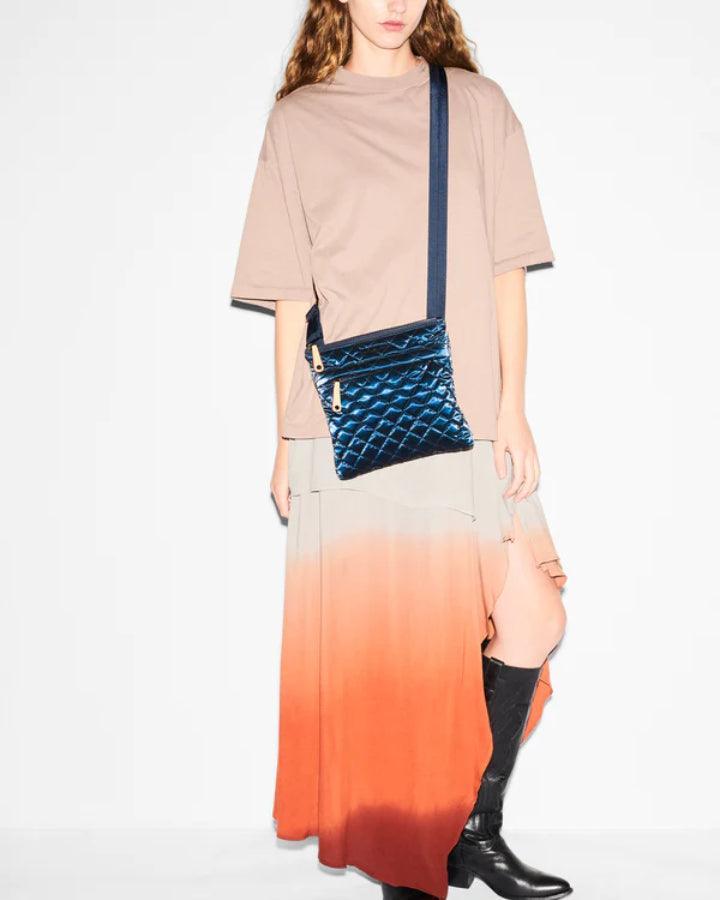 MZ Wallace - Midnight Liquid Metro Flat Crossbody Bag